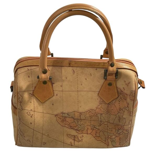 Vintage Allen Edward Map Barrel Handbag - Picture 2 of 14